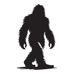 Roaring Yeti silhouette emphasizing its eerie and powerful presence - Yeti illustration - Yeti vector - mythical creature silhouette
