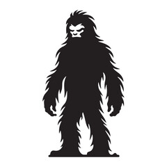Obraz premium Haunting Yeti silhouette crafted for supernatural and horror designs - Yeti illustration - Yeti vector - mythical creature silhouette 