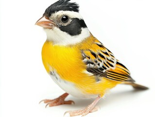Fototapeta premium Canary Isolated: Crested Canary, Passerine Bird, One Animal on White Background