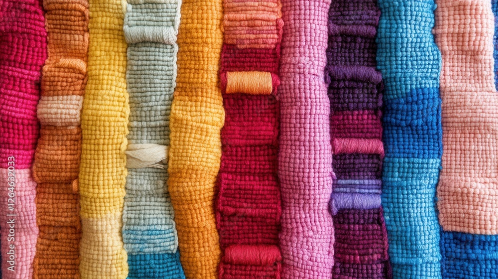 Poster woven yarn textured business report, vibrant colors and intricate patterns create a unique visual re