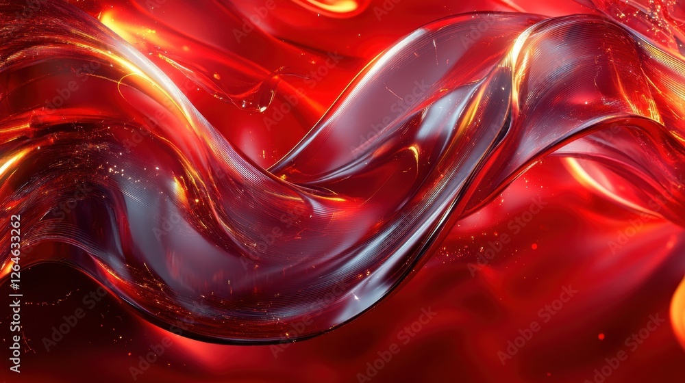 Poster abstract background iridescent chrome ribbon, 3d rendering illustration of futuristic abstract backg