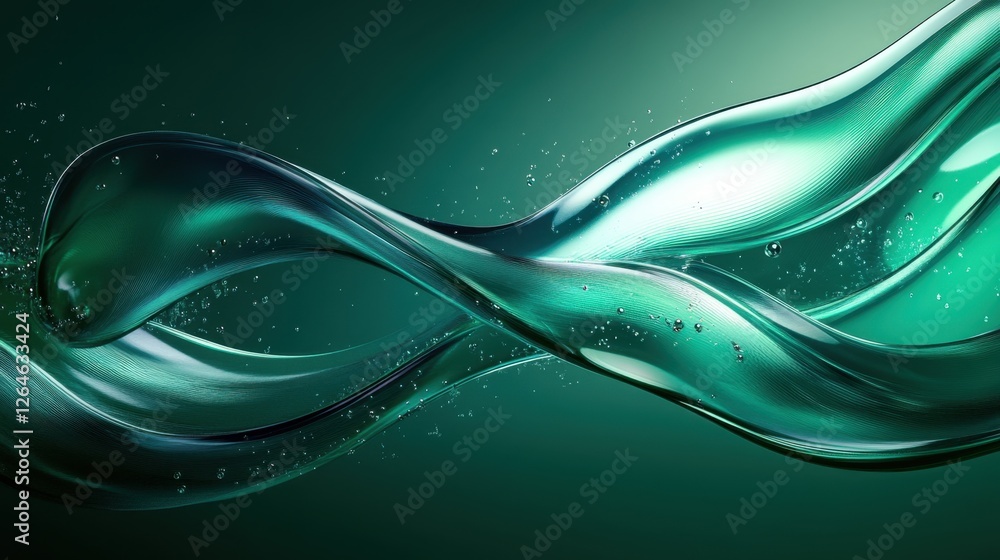 Poster abstract background iridescent fluid ribbon, 3d rendering illustration of futuristic abstract backgr