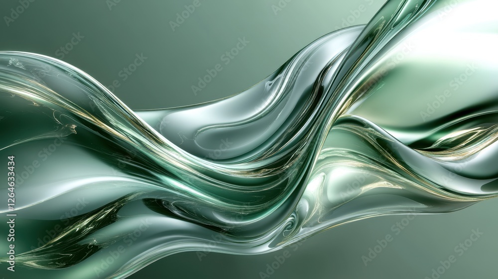 Aufkleber abstract background iridescent fluid ribbon, 3d rendering illustration of futuristic abstract backgr