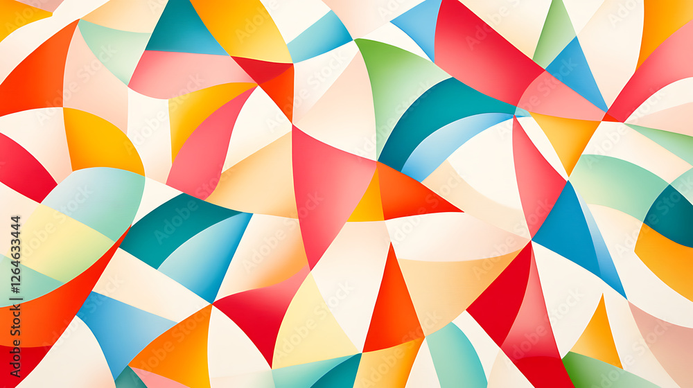 Poster vibrant abstract mosaic of geometric shapes and colorful segments with light interactions