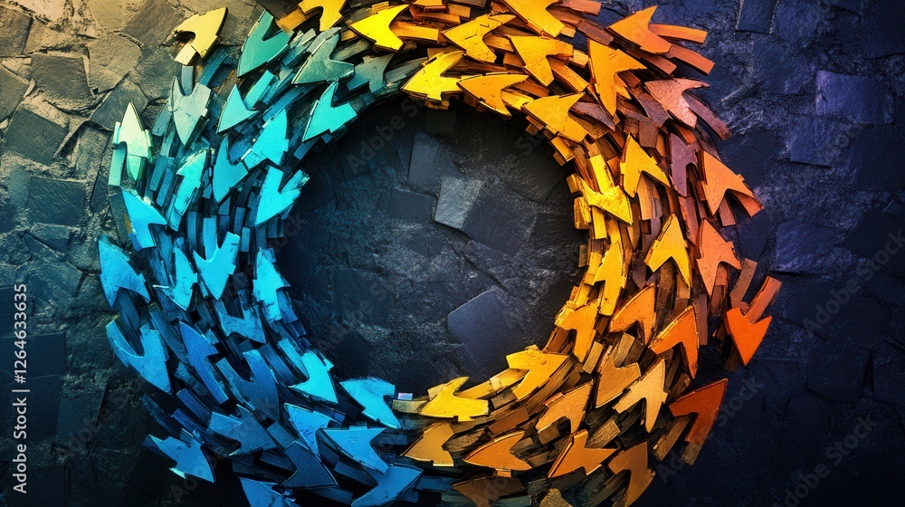 Aufkleber woven circle of arrows, representing the seamless continuity of business processes, interconnected d