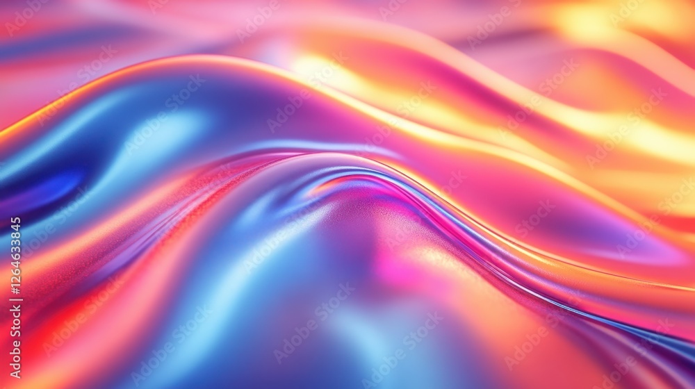Poster abstract background iridescent glass ribbon, 3d rendering illustration of futuristic abstract backgr