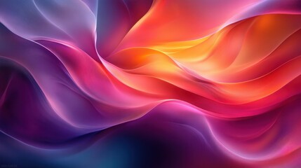 Obraz premium Luminous flowing shapes. Bright gradients in sapphire dusk and coral haze. Pulsating curves merging into abstract designs.