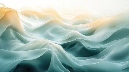 Obraz premium Luminous flowing shapes. Bright gradients in vanilla cream and lagoon blue. Harmonious curves merging into abstract designs.