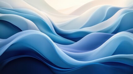 Fototapeta premium The image is a blue and white wave with a lot of detail. The blue and white colors create a calming and serene mood. The wave appears to be made of paper, giving it a delicate and intricate texture