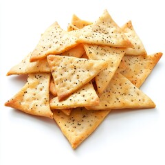 Fototapeta premium Golden Triangle Crackers: A Delicious and Crispy Snack