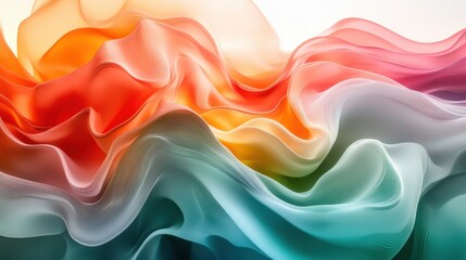 Fototapeta premium Luminous flowing shapes. Bright gradients in peacock green and sunset blush. Diffusing curves merging into abstract designs.