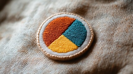 Yarn Art Pie Chart on Fabric, a creative blend of textile art and data visualization, showcasing simplicity and craftsmanship in design