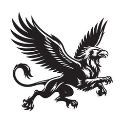 Obraz premium Griffin silhouette depicting its ancient role as a guardian creature - Griffin illustration - Griffin vector - mythical creature silhouette 