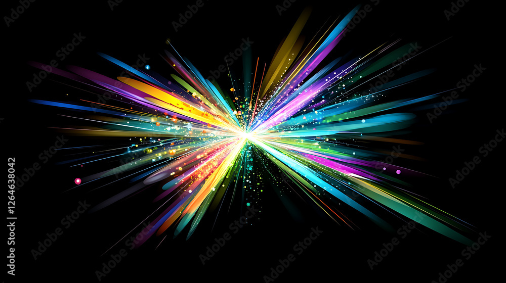 Aufkleber vivid explosion of light and color abstract artistic display on black backdrop for modern design