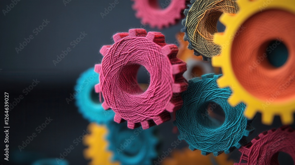 Poster interlocking threads design, a conceptual representation of efficiency through innovative yarn gear 