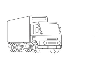 Fototapeta premium Truck line art vector illustration 