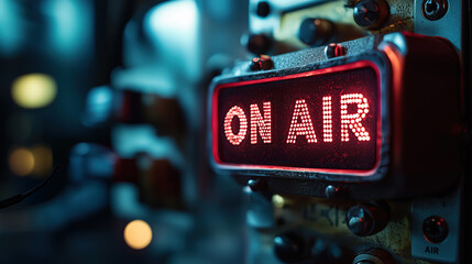 Glowing Red ON AIR LED Sign for Live Broadcast and Studio Recording