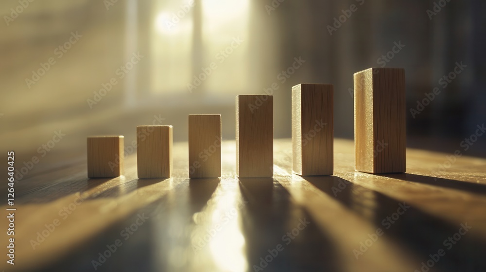 Aufkleber dynamic polygonal bar graph, floating blocks, intricate shadows, modern data visualization, engaging