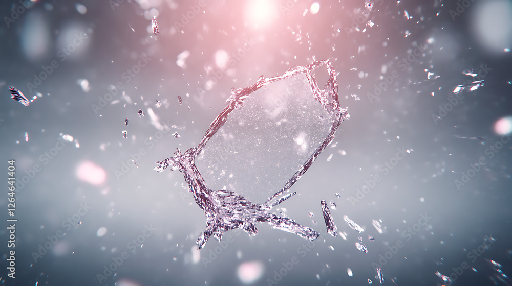 Poster watery shards creating a mobile phone shape abstract artistic creation in digital display