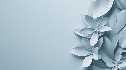 Elegant Light Blue Paper Flowers Background Design
