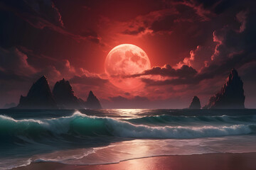 Gradient beach sunset landscape