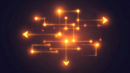 Glowing Financial Flow Chart, a sleek design illustrating financial processes with luminous arrows and abstract nodes for clarity in data presentation