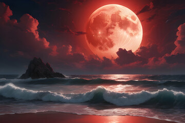 Gradient beach sunset landscape