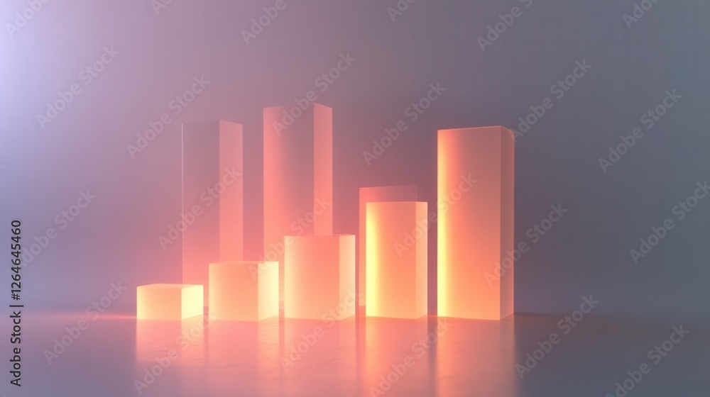 Aufkleber glowing abstract bar graph, vibrant segments illuminated against a minimalist backdrop, showcasing d