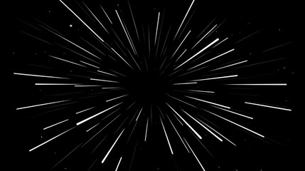 Obraz premium White Radial Speed Lines in a Starfield Black Background Seamless Animation Loop 90s Retro Style