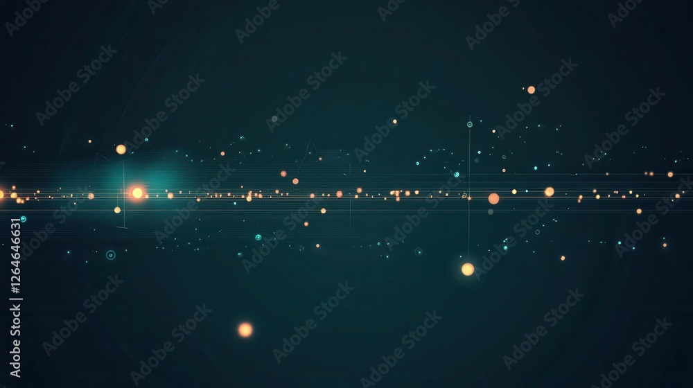 Poster glowing dots timeline, a sleek digital design featuring luminous dots connected by minimal lines, id