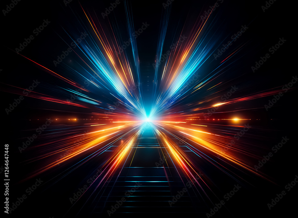 Aufkleber abstract image of vibrant light streaks converging towards a central point, creating a sense of spee