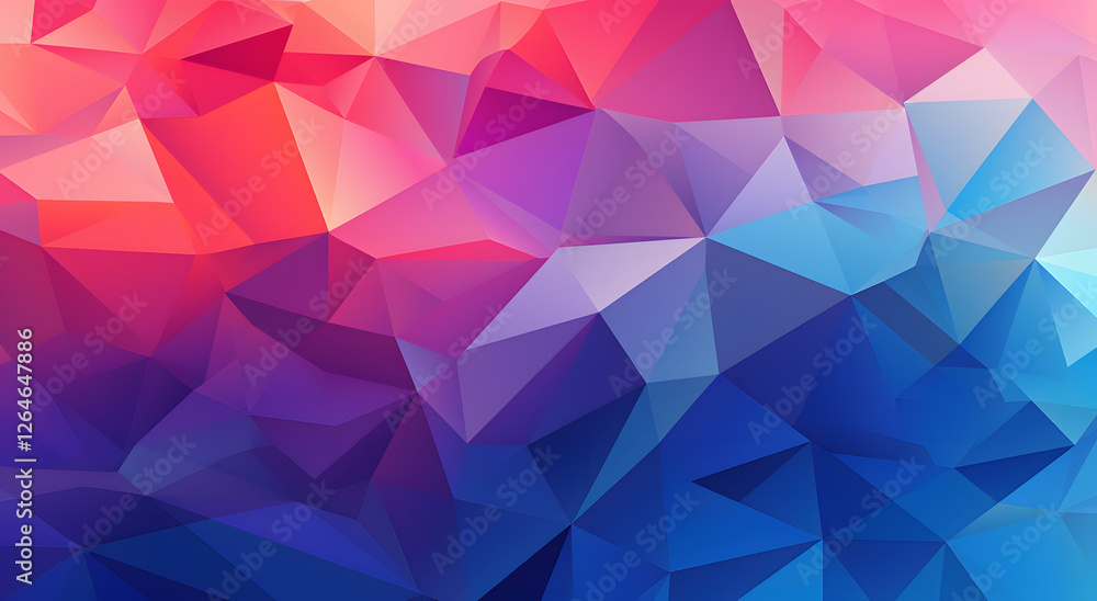 Poster abstract vector picture. geometric triangles in neon gradient colors. panoramic header website illus