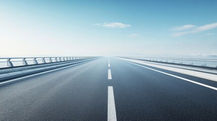 Fototapeta premium Empty Highway Bridge Road Trip to City View