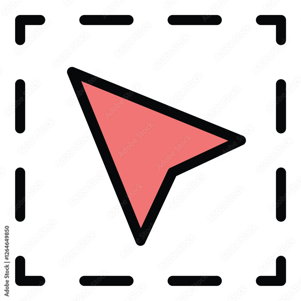 Poster selection tool icon: precision editing in flat line color style