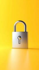 A high-quality lock icon in silver against a subtle yellow background