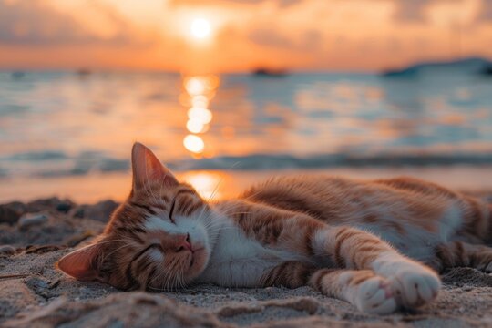 Sunset beach outdoors nature. - Powered by Adobe