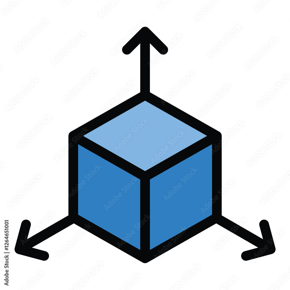 Poster 3d icon: dimensional visualization in flat line color style