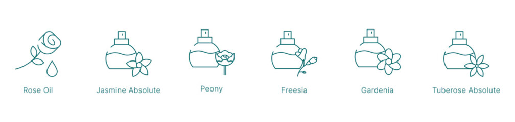 Classic and Romantic Floral Fragrance Vector Icon Set