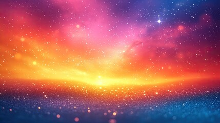 Vibrant cosmic landscape with colorful nebula and sparkling stars illuminating the sky