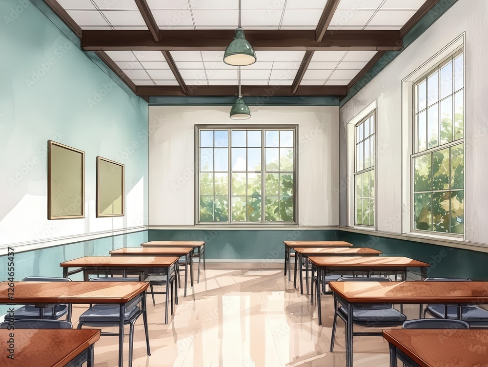Poster education technology adaptive learning platforms and personalized learning. a watercolor classroom w
