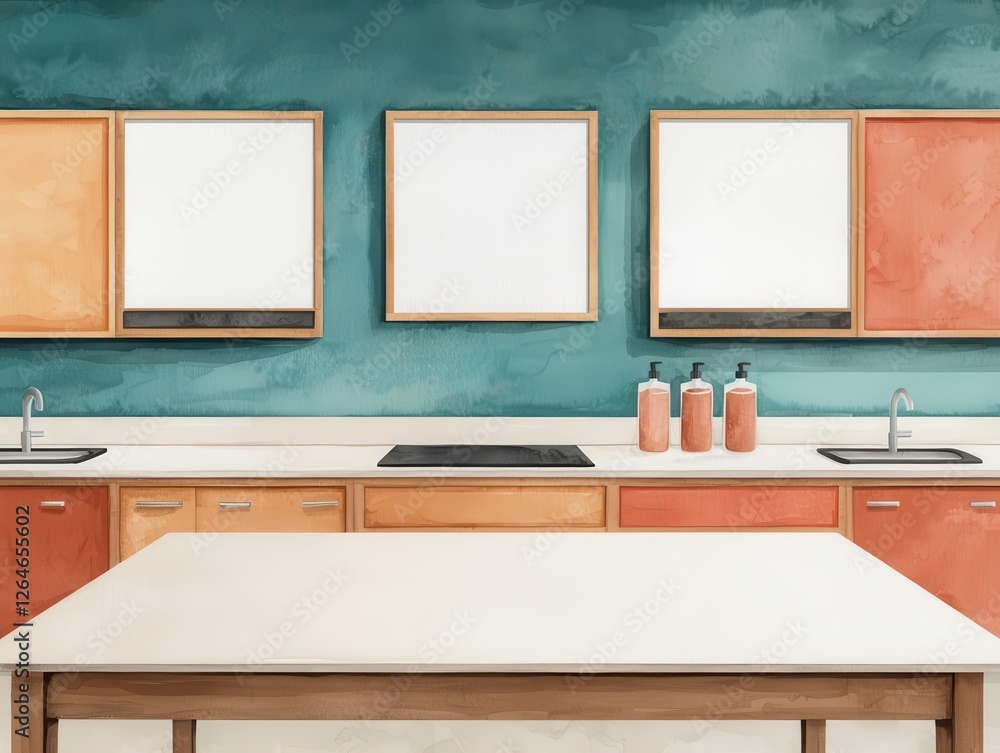 Poster education technology learning management systems innovation. a watercolor classroom where students u