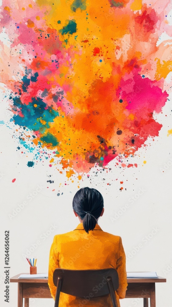 Poster education technology online assessments remote learning. a surreal watercolor vision of an ai-driven