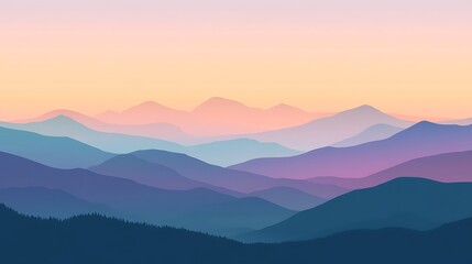 Fototapeta premium Serene Sunset Over Layered Mountain Ranges