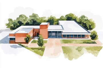 STEM innovation in education and digital literacy. A detailed watercolor of a STEM innovation hub, where students develop AI-driven apps for digital education and problem-solving
