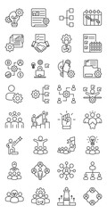 management set of web icons in line style. project, management, planning, scheduling and timeline. Vector illustrator