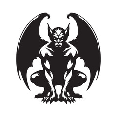 Dark-themed Gargoyle silhouette designed for eerie and mysterious visuals - Gargoyle illustration - Gargoyle vector - mythical creature silhouette
