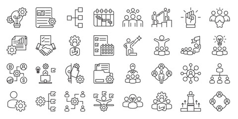 management set of web icons in line style. project, management, planning, scheduling and timeline. Vector illustrator
