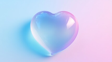 Glass Heart on Pastel Background Displays Soft Colors