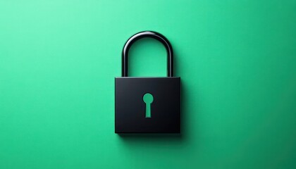 Fototapeta premium High-definition black lock icon on a solid green background