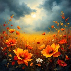 Obraz premium Flowers and sky